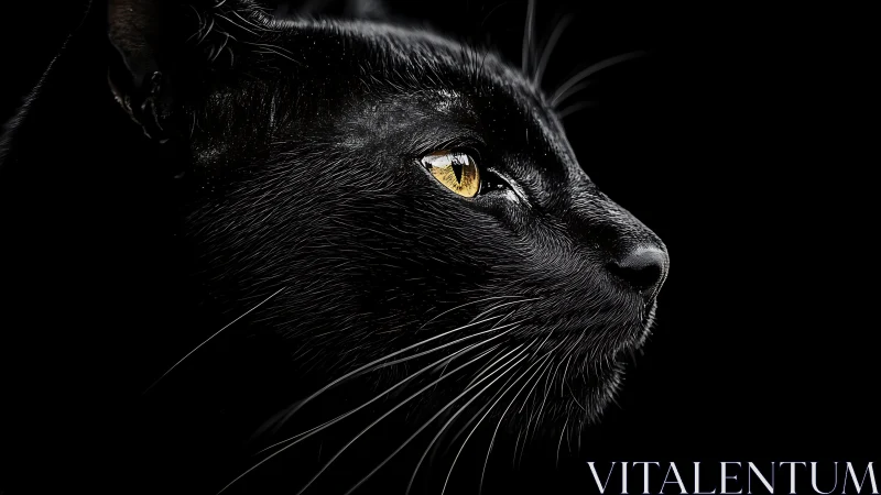 Black Cat's Golden Gaze: A Portrait of Feline Grace.