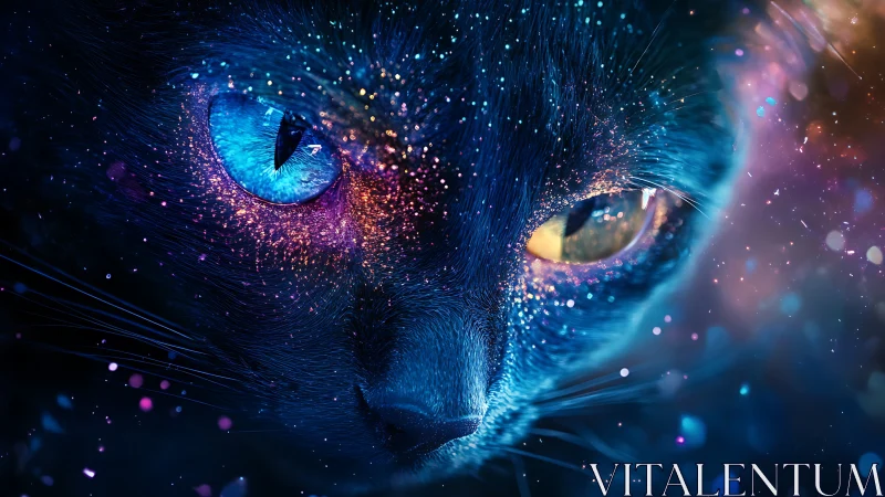 Cosmic Feline: Ethereal Cat Eyes Blazing with Stardust.