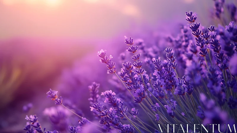 Purple Lavender Fields at Sunset.
