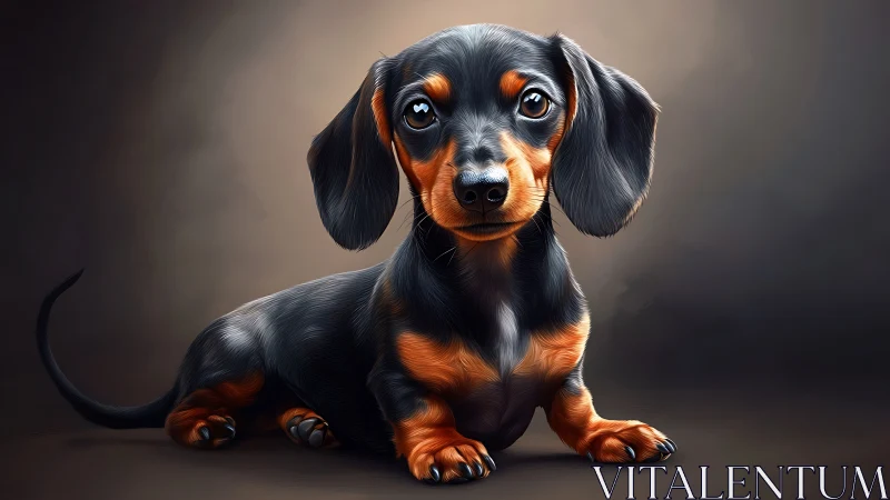 Hyperreal digital dachshund portrait with volumetric lighting.