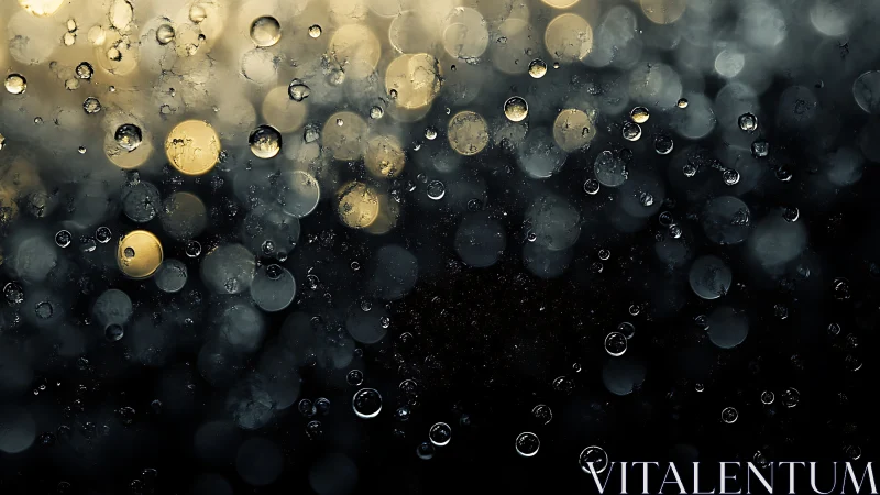 Rainy window bokeh with golden night city lights.