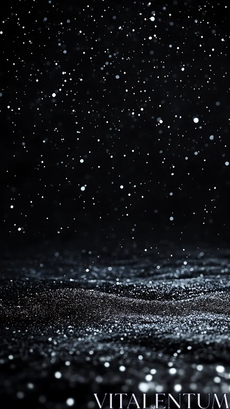 Glittering particulate field under cinematic low key lighting.