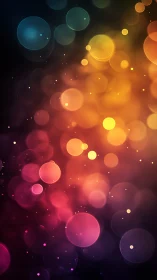 Colorful bokeh light circles over dark gradient background.