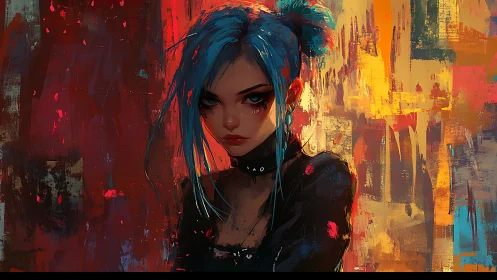 Storm-eyed punk girl quietly ignites a painted city storm