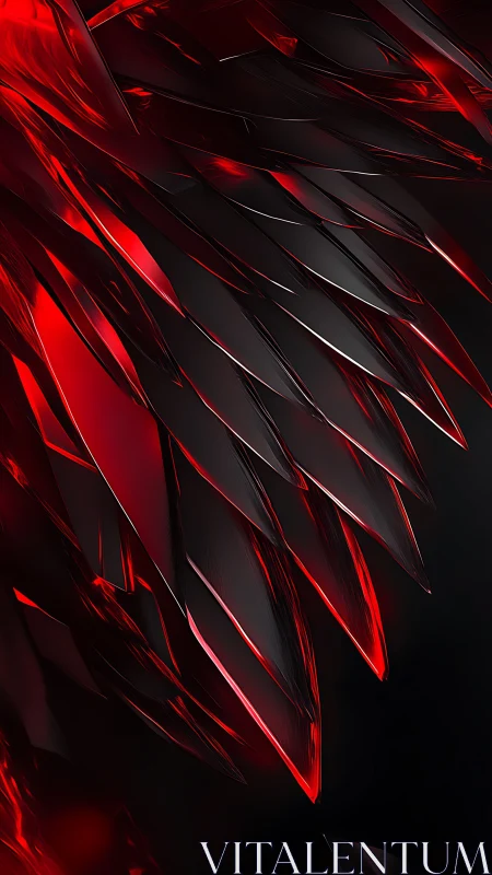 Red and black abstract shards with sharp diagonal forms.