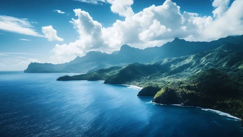 Tropical Island Paradise with Emerald Cliffs and Azure Waters.