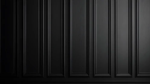 Refined black wall panelling in dramatic low-key light.