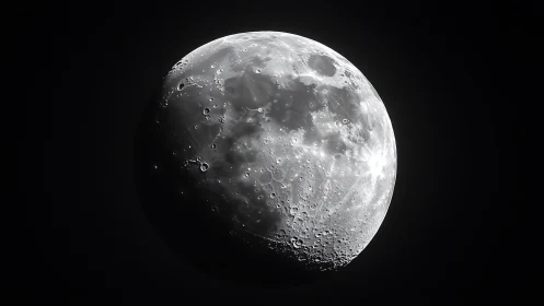 Luminous crater cities carve silver scars across the moon