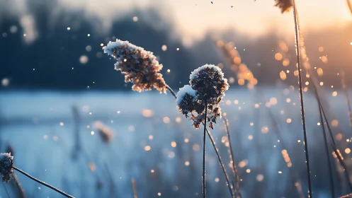 Gentle winter grasses glowing softly in the evening light.