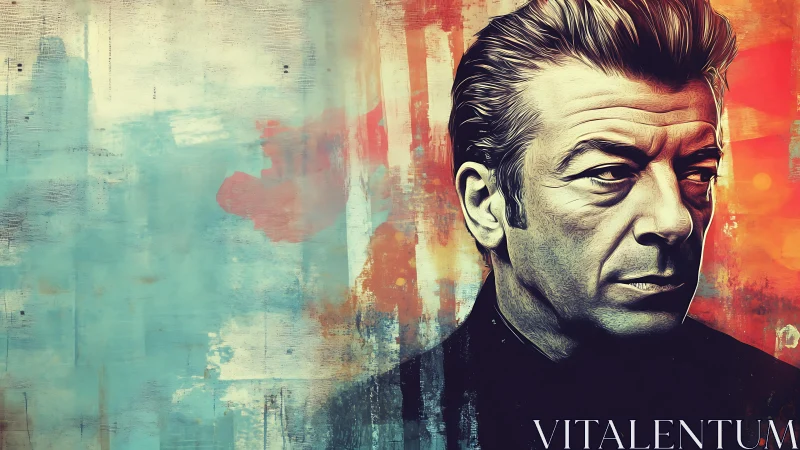 Textured digital portrait contrasts warm bokeh tones with cool abstract field