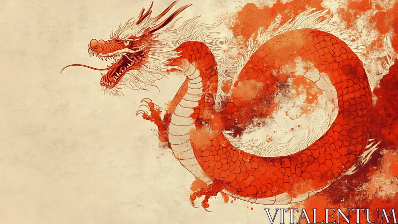 Spiraling Ember Dragon Coiled in Ink and Stormfire.