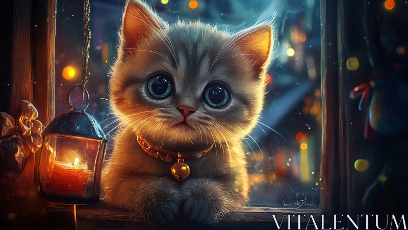 Luminous Kitten Dreams Through Glowing Window Panes Tonight