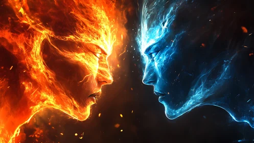Fire and Ice Heads in Opposition