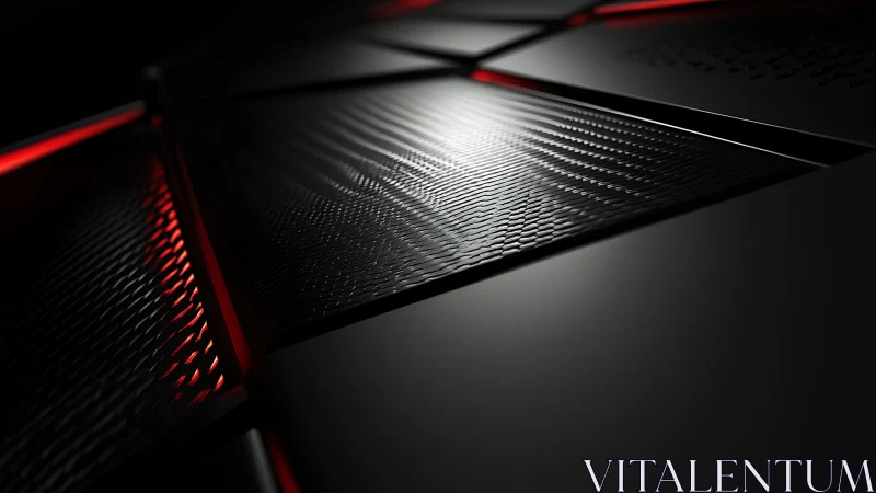 Velvet circuitry: gleaming black panels with ember veins.