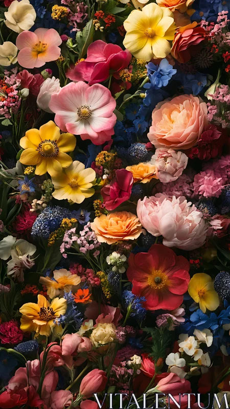 Polychromatic Floral Assemblage: Layered Botanical Density.
