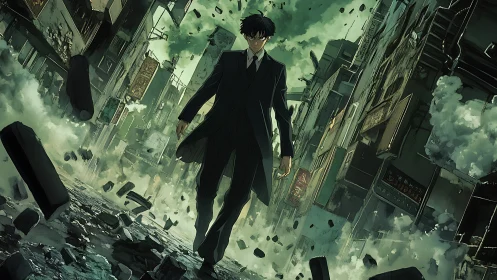 Streetwise sorcerer in a suit casually unthreads gravity