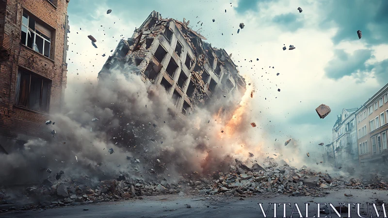 Mid-rise concrete building collapses in explosive urban blast