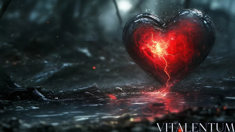 Incandescent Heart Form With Electrical Luminescence Phenomenon