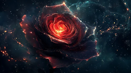 Astrophysical nebula rose with bioluminescent plasma core