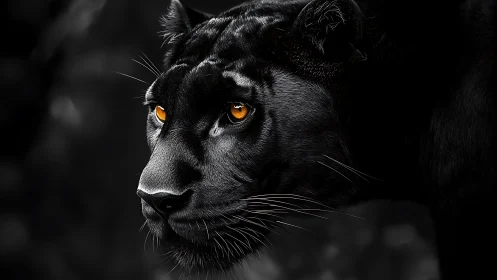 Black Panther Portrait with Amber Ocular Luminescence.
