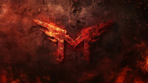Fiery winged emblem glowing boldly in molten darkness.