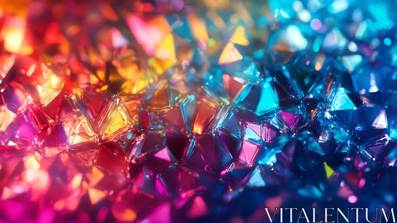 Shimmering crystal triangles glow in a vivid rainbow dream