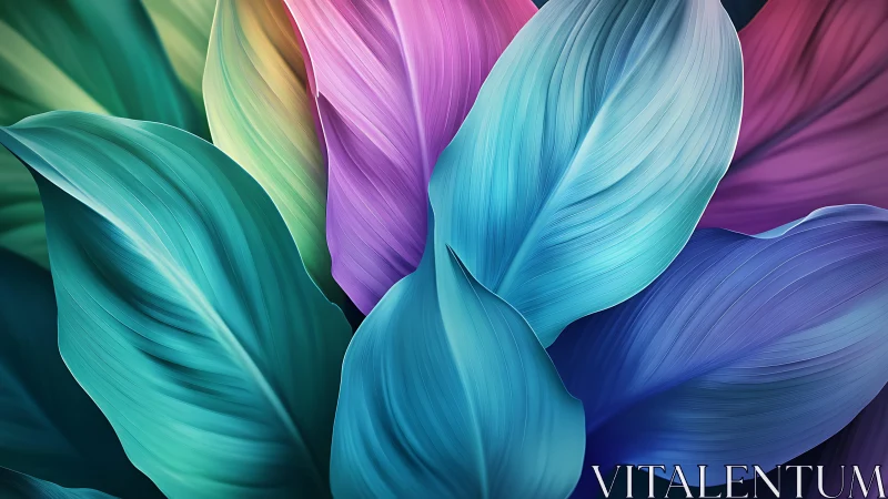 Gentle rainbow leaves unfold in soothing, dreamlike color