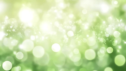 Soft green bokeh background with glowing light effects, abstract style.