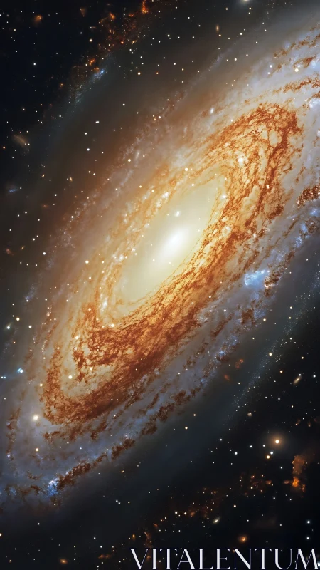 Spiral galaxy with dense central bulge and dust-rich arms