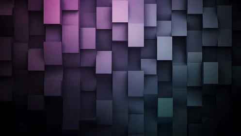 Gradient-lit extruded rectangular panels in staggered 3D grid