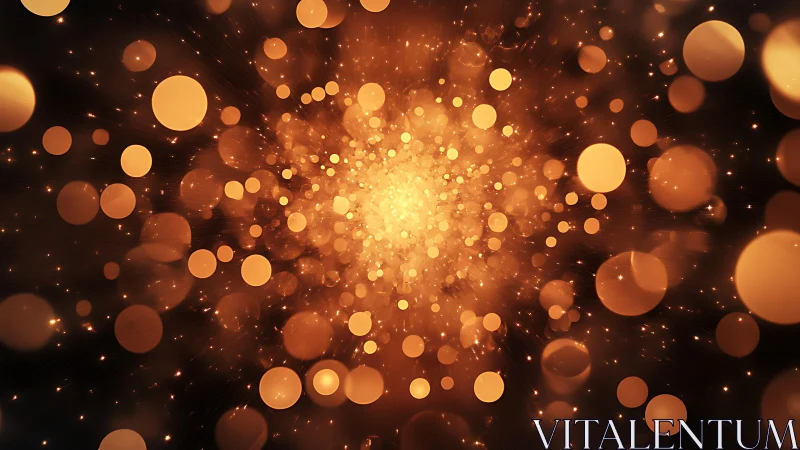 Glowing Orange Bokeh Lights in Abstract Burst Pattern Design.