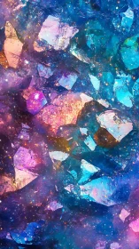 Iridescent crystalline nebula field with prismatic spectral refraction