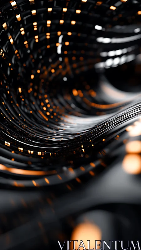 Cybernetic tunnel with luminous grids and flowing motion.