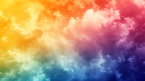 Vibrant rainbow nebula clouds merge across luminous sky