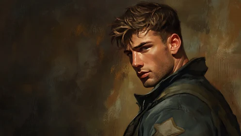 Quiet strength in a soldier’s thoughtful side glance.