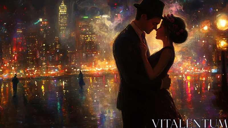 Nocturnal Metropolitan Romance: Luminescent Urban Silhouettes.