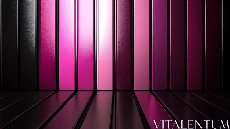 Vertical magenta bars with reflective floor gradient surface.