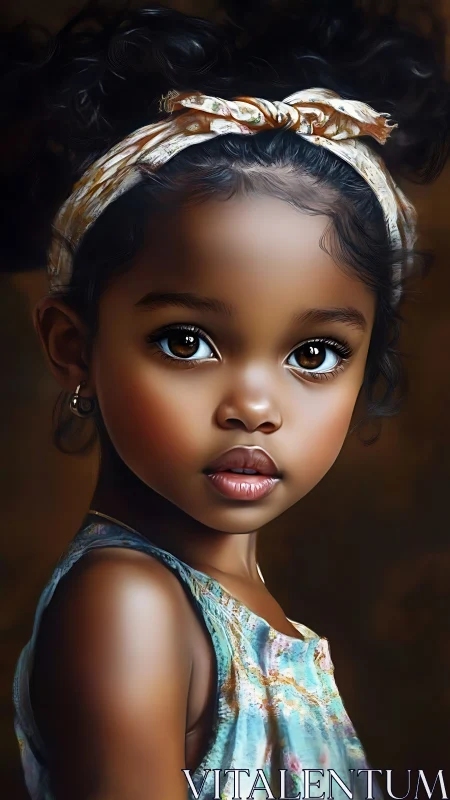 Young Girl with Golden Headpiece and Warm Gaze.