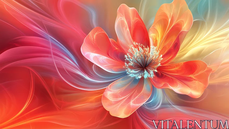 Digital painting of luminous abstract floral vortex composition.