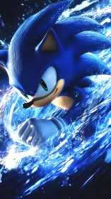 Blue speedster carves liquid light into a spiral storm