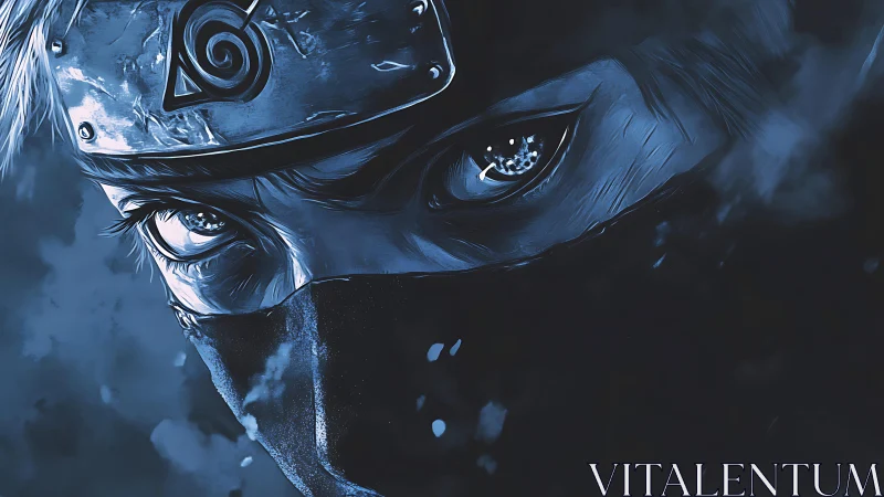 Close cropped digital portrait of masked ninja face