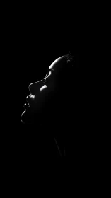 Silhouette profile portrait with high contrast rim lighting.