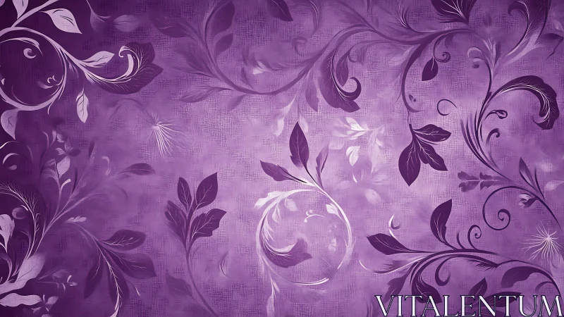 Soft violet vines swirling across dreamy floral haze.