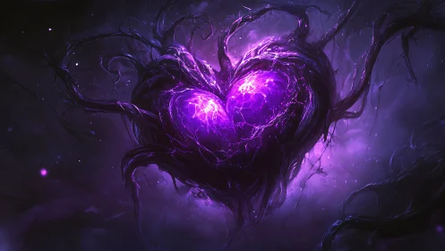 Pulsing Heart of Arcane Energy Wrapped in Cosmic Tendrils