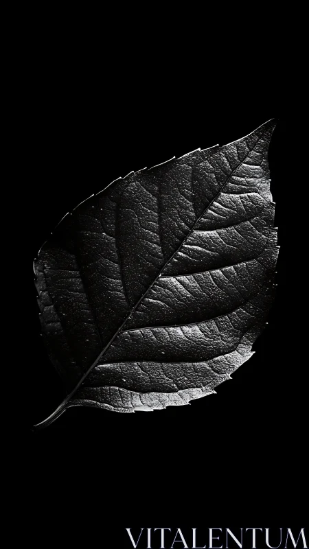 Monochrome macro study of single textured leaf form.