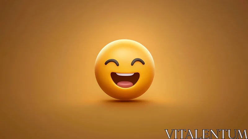 Joyful 3D smiley icon on warm monochrome gradient background.