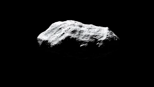 Isolated asteroid rock floating against deep black space.