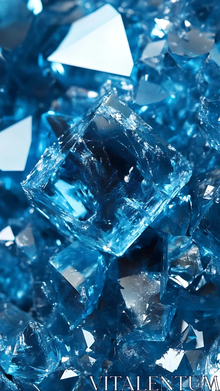 Macro view of blue crystal cluster with sharp facets.