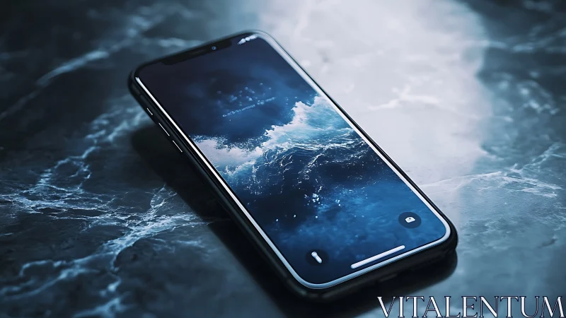 Ocean-tossed lockscreen drifting across cool marble calm.