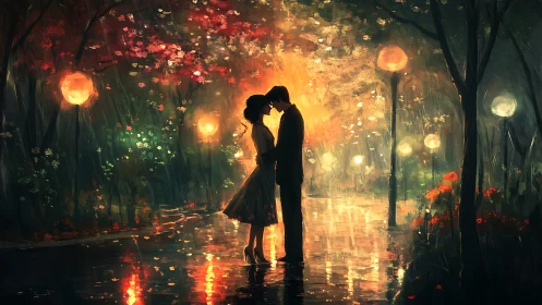 Romantic Kiss Under Glowing Lanterns.